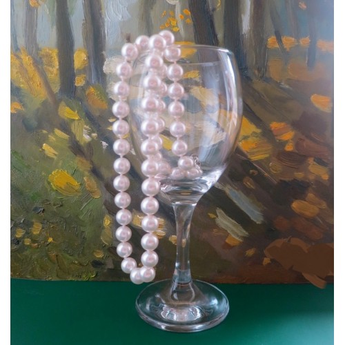  Swarovski kristāla pērļu krelles ar mezgliņiem ,,White Crystal"  , aizdare ar sudraba pārklājumu, garums - 56 cm